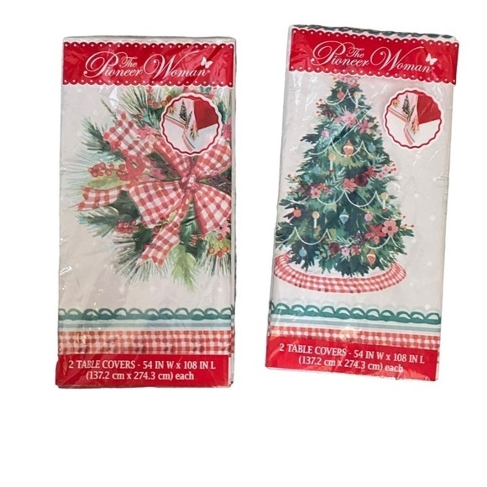 The Pioneer Woman Plastic Tablecloths Holiday Christmas Gatherings - 2 Sets